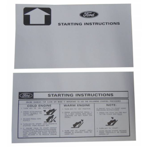 Start Instructions - On Sun Visor