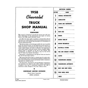 1958 Chevrolet Truck Shop Manual - Part #DPRGM-79-58TSM.