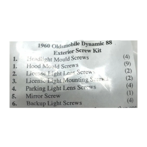 1960 Oldsmobile Dynamic 88 Restoration Parts Exterior Screw Kit - 26 pc. - Part #19-326K.